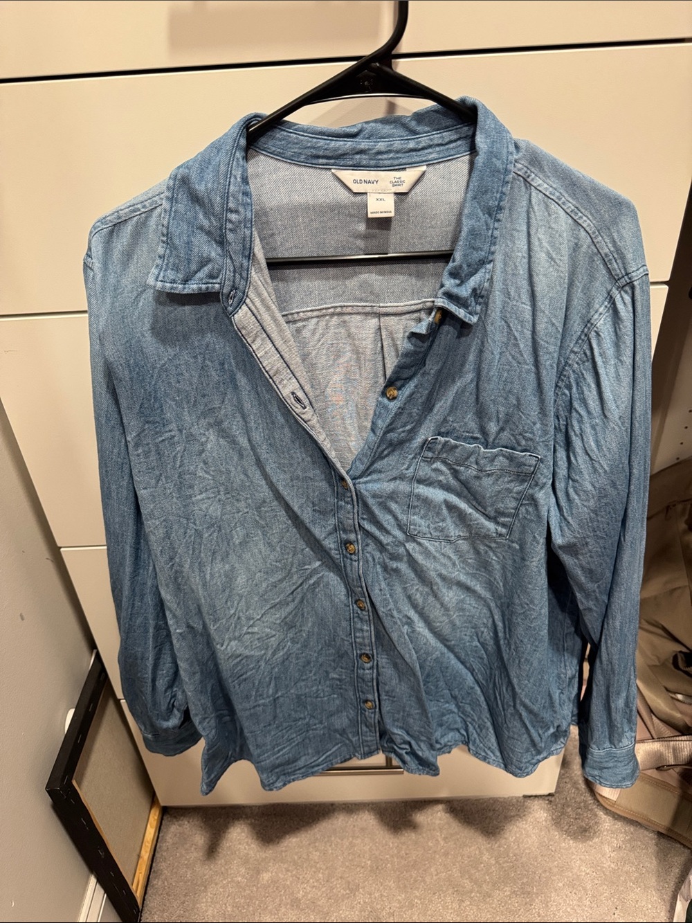 Old Navy Light Blue Women's Denim Button-Down Shirt